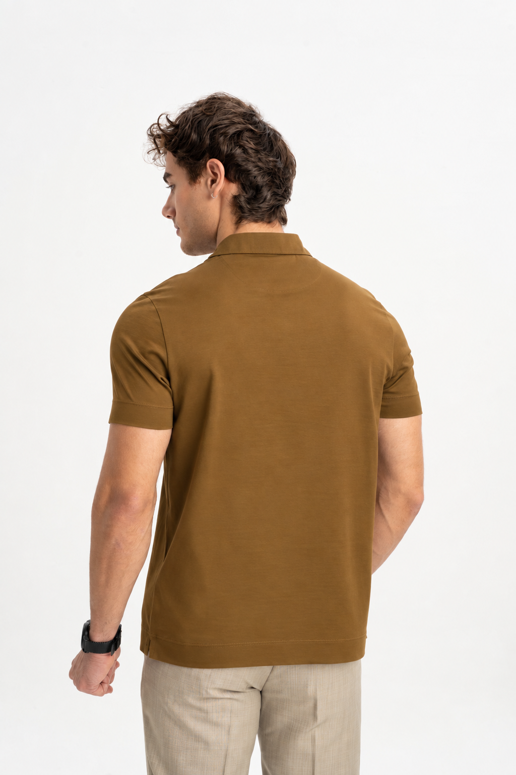 MİSVAK Camel Merserize Kısa Kollu Polo Shirt