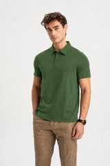MİSVAK Haki Merserize Kısa Kollu Polo Shirt