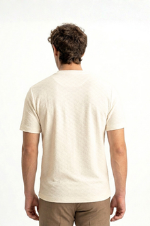 SEYREK Ekru Jakarlı Kısa Kollu T-shirt