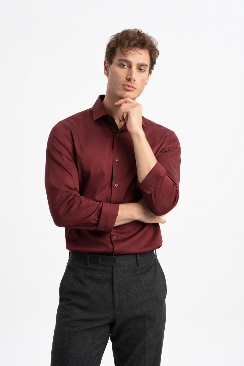 SÖĞÜTLÜ Bakır Merserize Uzun Kollu Örme Gömlek