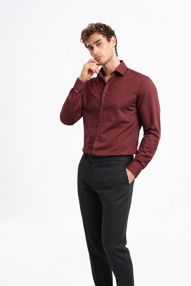 SÖĞÜTLÜ Bakır Merserize Uzun Kollu Örme Gömlek