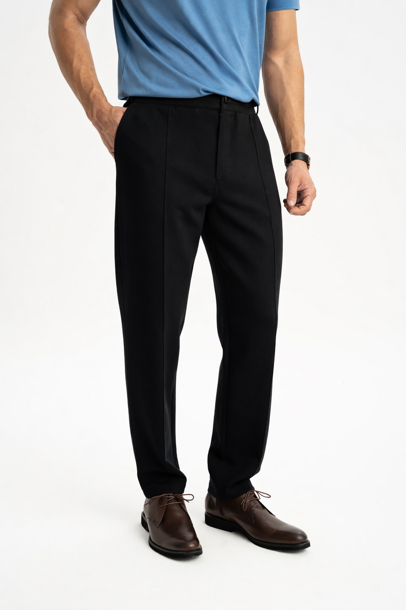 TONGURLU Siyah Örme Chino Pantolon