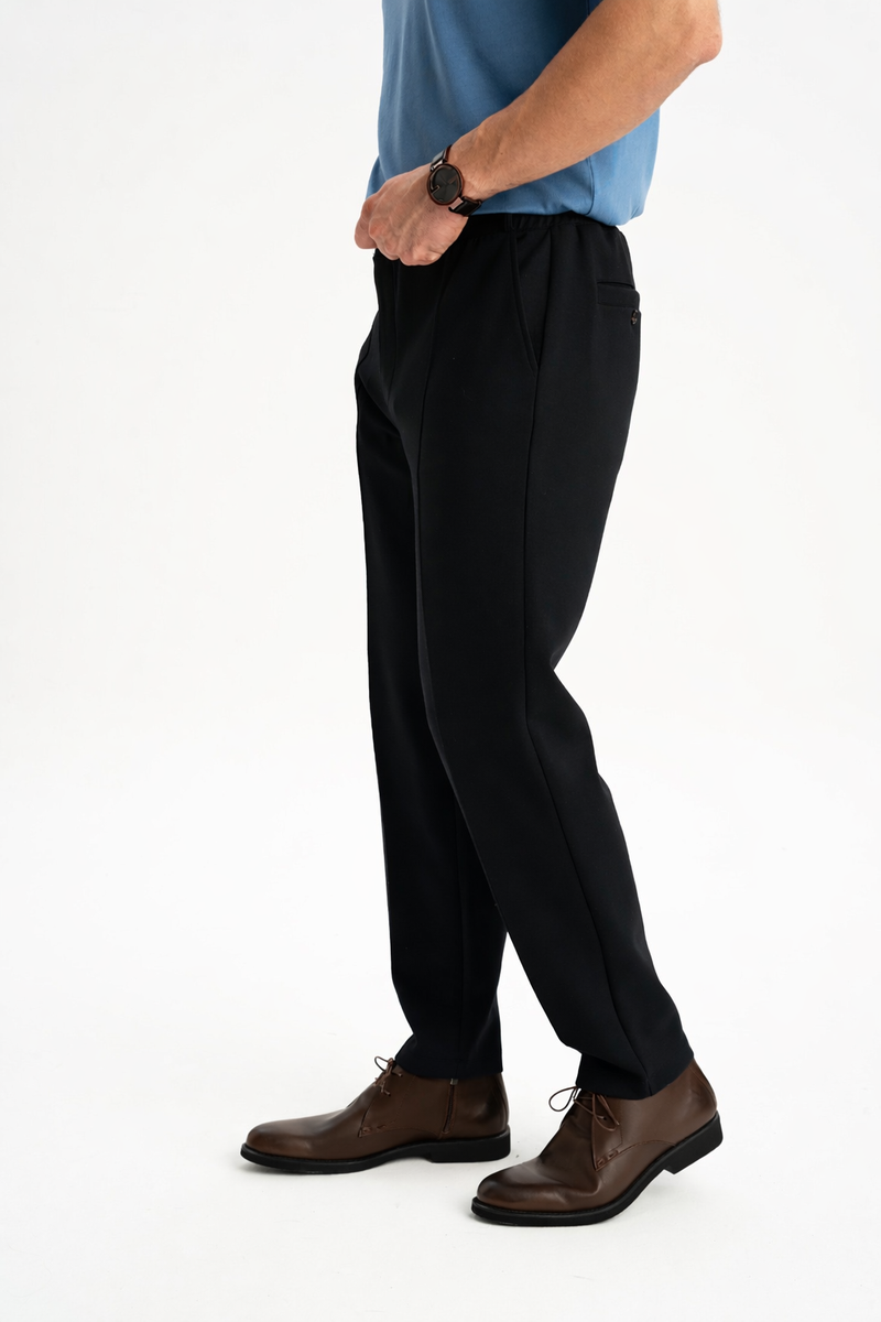 TONGURLU Siyah Örme Chino Pantolon