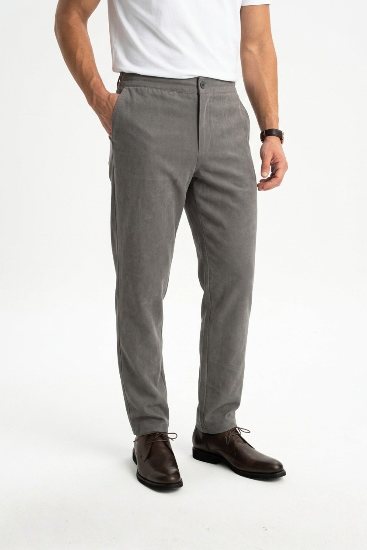 TONGURLU Light Brown Knitted Chino Trousers